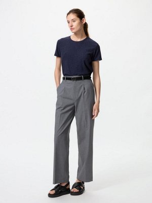 UNIQLO - однотонная футболка из жатого трикотажа - 69 NAVY