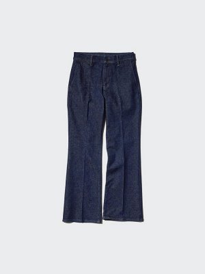 UNIQLO - джинсы Slim Fit с лёгким клёшем и эффектом стрелок, укороченная длина - 69 NAVY