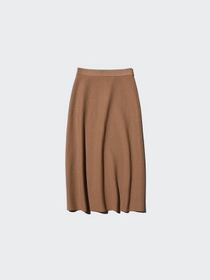 UNIQLO - расклешённая юбка из трикотажа Milano Rib - 35 BROWN