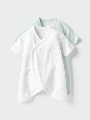UNIQLO - комплект из 2-х боди-комбинезонов для новорождённых - 50 LIGHTGREEN