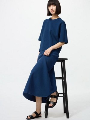 UNIQLO - расклешённая юбка из трикотажа Milano Rib - 66 BLUE