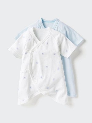UNIQLO - комплект из 2-х боди-комбинезонов для новорождённых - 60 LIGHTBLUE