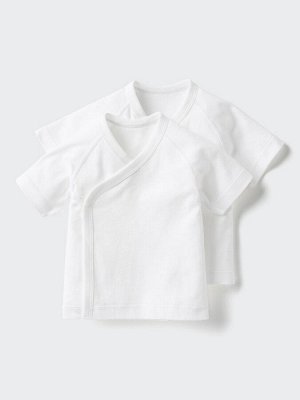 UNIQLO - комплект из 2-х нательных распашонок для новорождённых - 00 WHITE