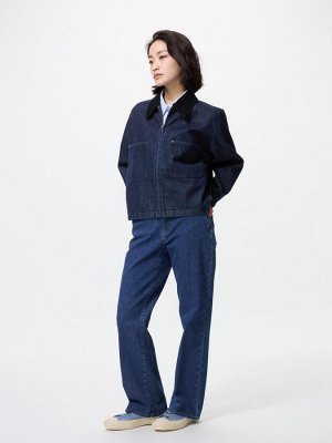 UNIQLO - джинсы Slim Fit с лёгким клёшем и эффектом стрелок, укороченная длина - 66 BLUE