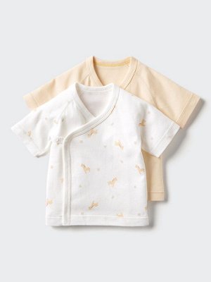 UNIQLO - комплект из 2-х нательных распашонок для новорождённых - 40 CREAM