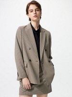 UNIQLO - двубортный пиджак с подплечниками и элегантным силуэтом - 35 BROWN