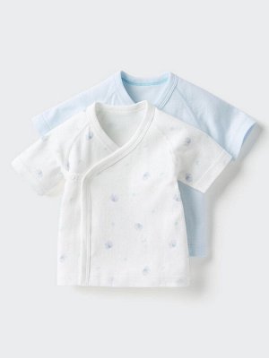 UNIQLO - комплект из 2-х нательных распашонок для новорождённых - 60 LIGHTBLUE