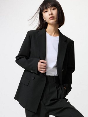 UNIQLO - двубортный пиджак с подплечниками и элегантным силуэтом - 09 BLACK