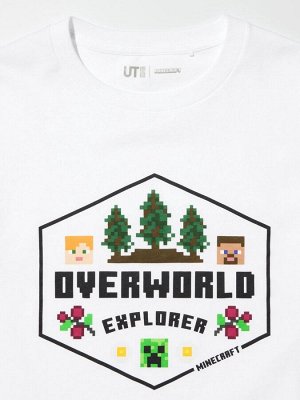 UNIQLO UT - детская футболка Minecraft из хлопка - 00 WHITE