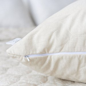 Подушка "Лен" 48*68 (600гр)на молнии,силикон.волокно,стег,сумка,лен 40%, хлопок 60%