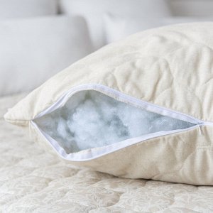 Подушка "Лен" 48*68 (600гр)на молнии,силикон.волокно,стег,сумка,лен 40%, хлопок 60%