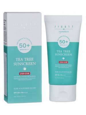 Солнцезащитный крем с экстрактом чайного дерева JIGOTT SIGNATURE TEA TREE SUNSCREEN SPF50+ PA++++ (70ml)
