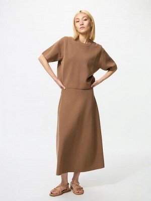 UNIQLO - расклешённая юбка из трикотажа Milano Rib - 35 BROWN