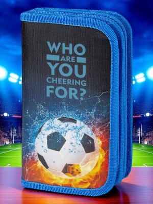 Пенал 3 отделения, ЮНЛАНДИЯ, полиэстер, 19х11 см, Football power, 271030