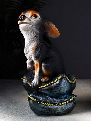 Фигурка полистоун «Чихуа на подушке», 33x20x20 см, чёрный