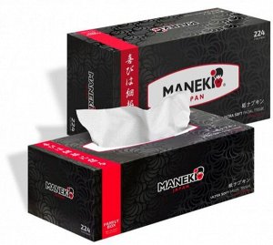 Maneki Салфетки бумажные Black&White BLACK с ароматом жасмина, 2 слоя, белые, 224 шт./коробка
