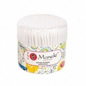 Maneki Ватные палочки "Maneki" Lovely с белым пластиком в пластиковом стакане