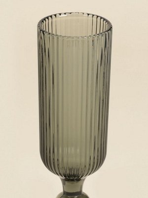 Бокалы для шампанского SL Home «Модерн», 150 мл, 5.5x18.5 см, набор 2 шт., стекло, графитовые