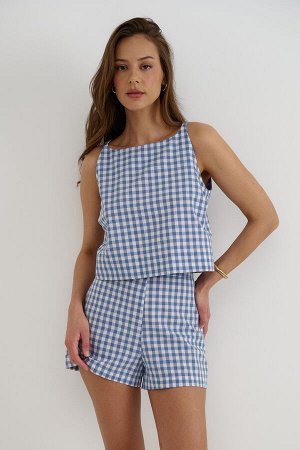 Шорты  SRT25_02_Blue Checkers/Голубой, белый