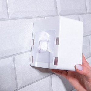 Органайзер настенный, с клеевыми крючками, 2 секции, 9.2x7x10.7 см, белый