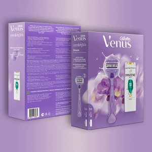 Подар набор VENUS ComfortGlide Brz Бритва с 1кас+PANTENE ЛегкПит Шампунь Aqua Light 250мл