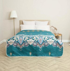 Покрывало двустороннее 150*220 п/э Комфорт "Синий узор"