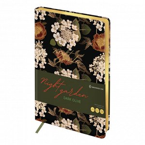 Ежедневник недатированный, А5, 136л., кожзам, Greenwich Line ""Night garden. Dark olive"", тон. блок