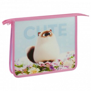 Папка для тетрадей 1 отделение, ArtSpace ""Cute cat"", А5, пластик, на молнии