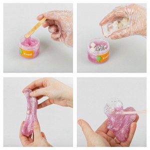 Набор для создания слайма ТРИ СОВЫ Slime party ""Дино"", фиолетовый, внутри кубики и блестки, ароматиз
