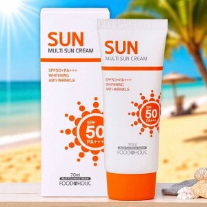 Солнцезащитный крем SPF50 для лица и тела FOODAHOLIC MULTI SUN CREAM, для всех типов кожи 70мл. Корея