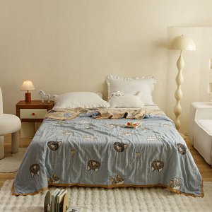 Марлевое хлопковое одеяло "Blue Cat", 200*230 см.