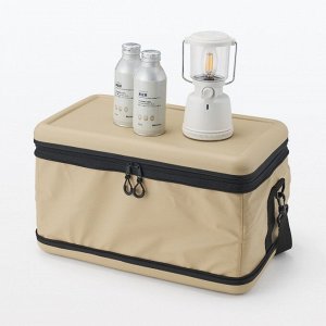 MUJI Foldable Soft Cooler Bag with Shoulder Strap Beige 30L – складная мягкая изотермическая сумка с плечевым ремнём, бежевая, 30 л