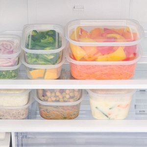MUJI Microwave-Safe Food Container with Lid  – Квадратные контейнеры с крышкой для еды, подходящие для СВЧ, 630 мл, (2 шт)