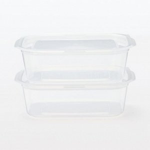 MUJI Microwave-Safe Food Container with Lid –  Прямоугольные контейнеры с крышкой для еды, подходящие для СВЧ, 850 мл, 2 штуки