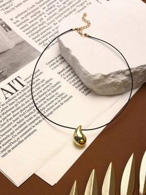 Кулон на шнурке «Капля» тренд, цвет золото, 40 см