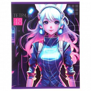 ClipStudio Тетрадь 48л. в клетку, офсет, обложка мел.картон, скрепка, "Аниме", ВД- лак, 5 дизайнов