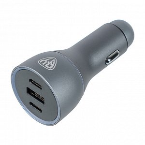BY Зарядное устройство в авто с подсветкой 12/24 В, 100 Вт QC, PD 2*Type-c/USB-A, алюминий, пластик