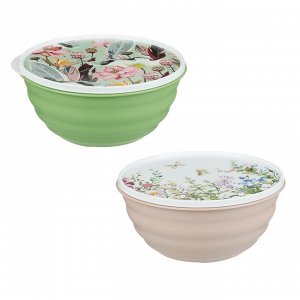Миска Latina 2,1л с крышкой, с декором, пластик, 2 цвета