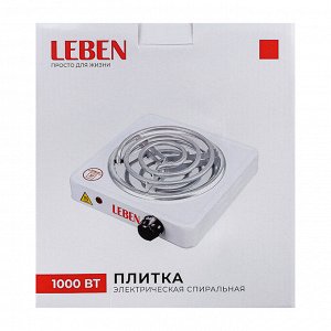 LEBEN Плитка электрическая одноконфорочная 1000Вт нагр. эл. спираль d14см