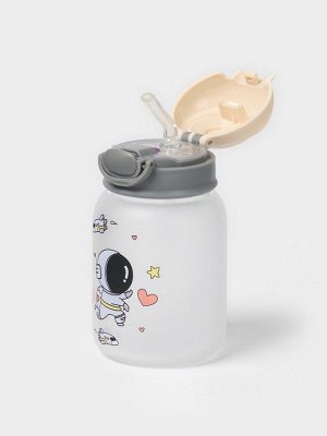 Бутылка для воды «Космонавты», 450 мл, 8.2x15 см, МИКС, матовое стекло