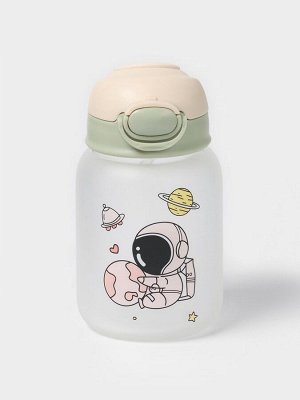 Бутылка для воды «Космонавты», 450 мл, 8.2x15 см, МИКС, матовое стекло