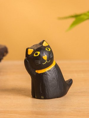 Сувенир «Чёрный кот», 3x5x6 см, дерево