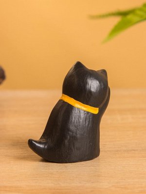 Сувенир «Чёрный кот», 3x5x6 см, дерево
