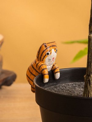 Сувенир «Цепкий Котёнок», 2.5x3.5x7 см, дерево, оранжевый
