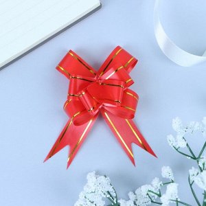 Подарочный Бант - бабочка №1.8 «Золотые полосы», красный, для упаковки подарков