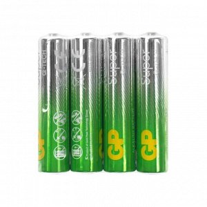 Батарейка алкалиновая GP Super, AAA, LR03-4S, 1.5 В, спайка, 4 шт.