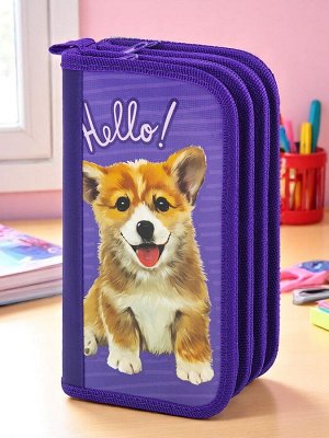 Пенал 3 отделения, ПИФАГОР, ламинированный картон, Little Dog, 19х11 см, 229214
