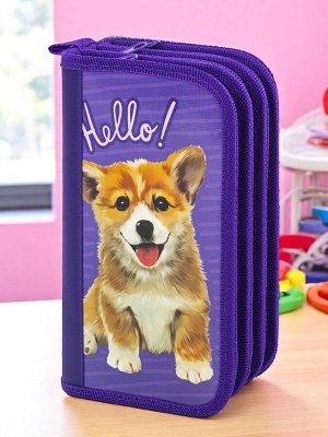 Пенал 3 отделения, ПИФАГОР, ламинированный картон, Little Dog, 19х11 см, 229214