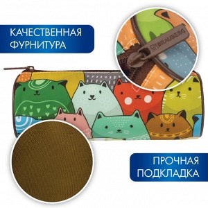 Пенал-тубус BRAUBERG, с эффектом Soft Touch, мягкий, Cats, 22х8 см, 229008
