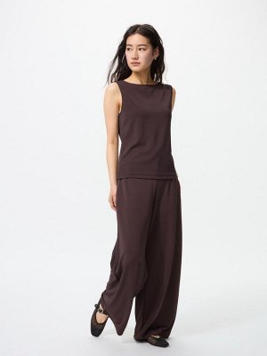 UNIQLO - брюки прямого кроя из креп-джерси, укороченная длина - 39 DARKBROWN